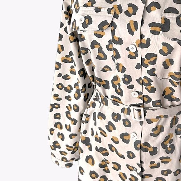 A.P.C. RUE MADAME PARIS NWOT Cotton twill belted shirtdress in Leopard Size L - Picture 7 of 10